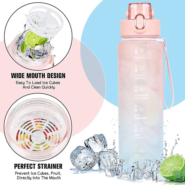 1PCS Pink Vattenflaska 1l,