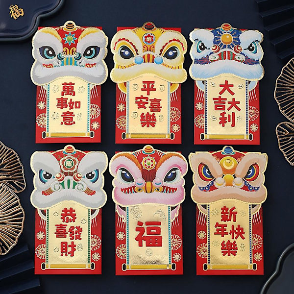 6st 2023 kinesiska kaninårsfestivalen Hongbao 3d tecknade röda kuvert Pengar 3204