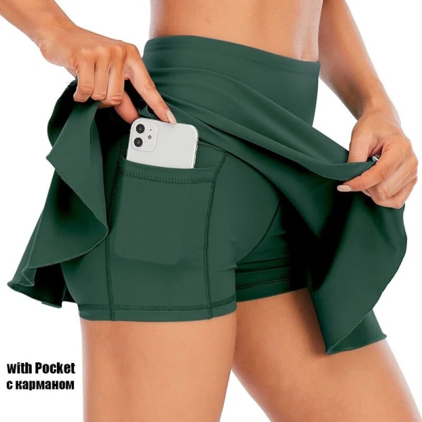 Cloud Hide Tenniskjoler Dame Sport Golf Plisseret nederdel Fitness Shorts Høj talje Atletisk Hurtigtørrende Løb Kort Sport Kort DeepGreenPocket S