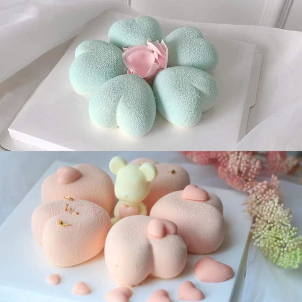 2-pakke forme til bagning, 3D hjerteformede forme til Valentinsdag