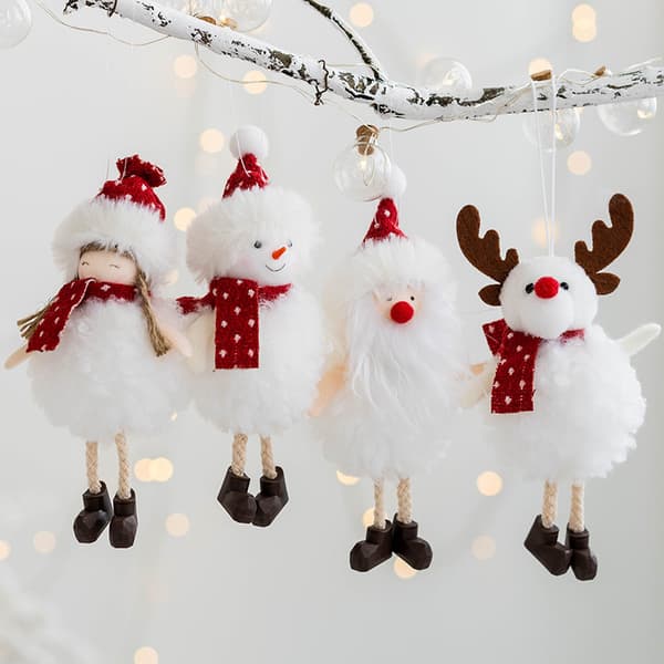 Juletrepynt Engel Elg Snømann Santa (Hvit)