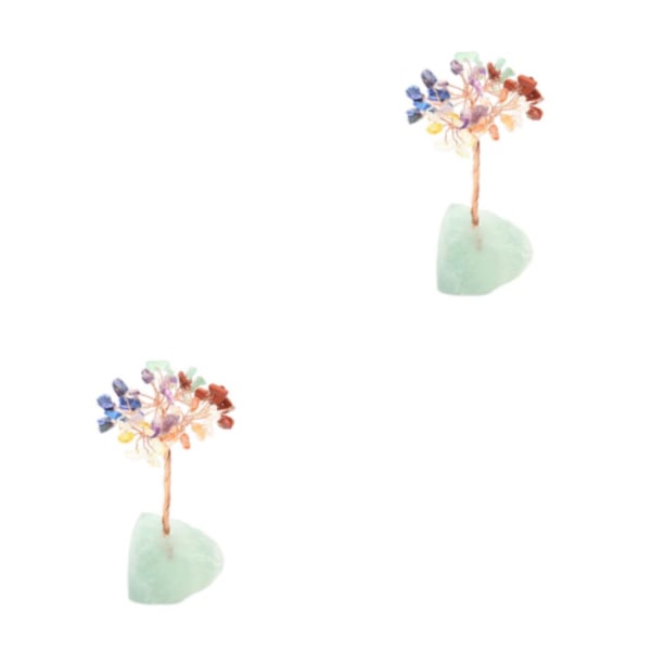 1/2/3/5 Lucky Tree Heminredning Utsökt hantverk och naturligt fluorspar+Multicolor 13cm 2PCS