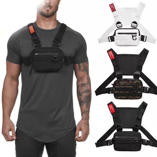 Chest Rig Bag, Hip Hop multifunksjonell sele Chest Pack White