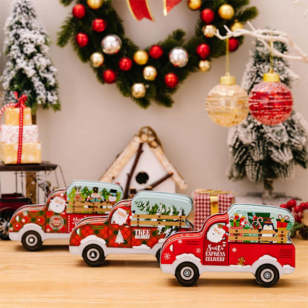 Metallkakeboks til jul Kreativ julemetallgodteriboks Julegodterikakeemballasjeboks null - 3
