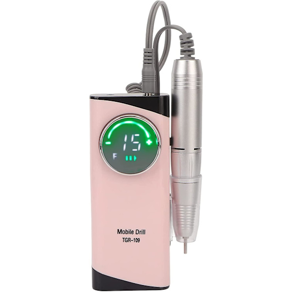 Bærbar spikerbor, 30000 rpm høyhastighets akryl spikerbormaskin USB oppladbar elektrisk e-fil scamander, med 6 bor Acryl Gel Grinder Tool