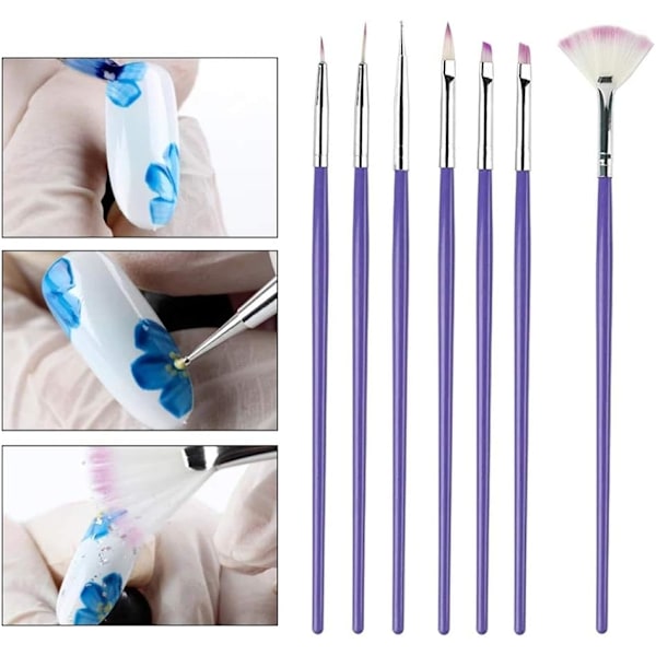 7 kpl Kynsiharjoja Kaikki manikyyriin Nail Art Tools Painting Gel T