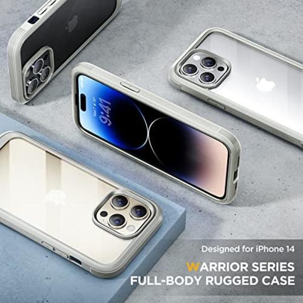 Miracase Glass Series Designad för iPhone 14 Pro Max Case 6,7 tum, [2023 Upgrade] Bumper Case med inbyggd 9H härdat glas Scr Rice White
