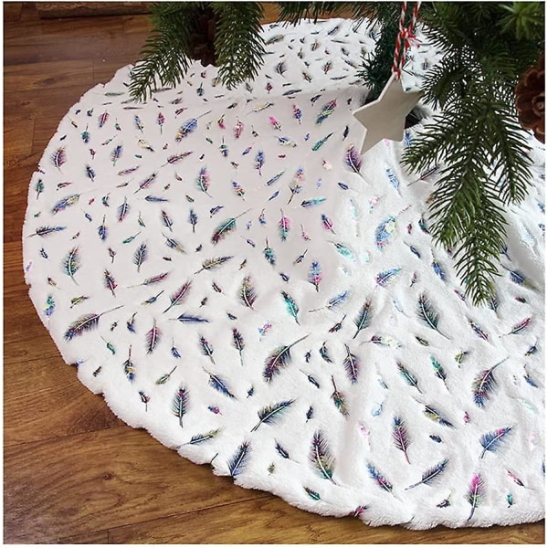 Julgranskjol, vit bronsande fjäder julgransmatta fuskpäls jul Colored Feather 90cm