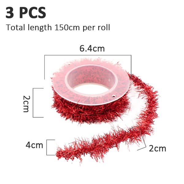 Silver Glitter Snowflake Ribbon Spets, Silver Paljetter Ribbon red