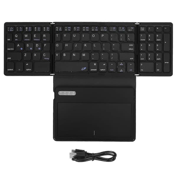 Foldbar Bluetooth Tastatur Lav Latency Bluetooth 5.1 Fuldstørrelse Tastatur med Stor Touchpad til IOS til Android til Windows