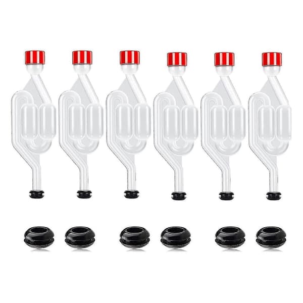 Brew Airlock Kit, 12 gærrør og 6 tætningsringe, plastvingærrør til gæring, øl, vin