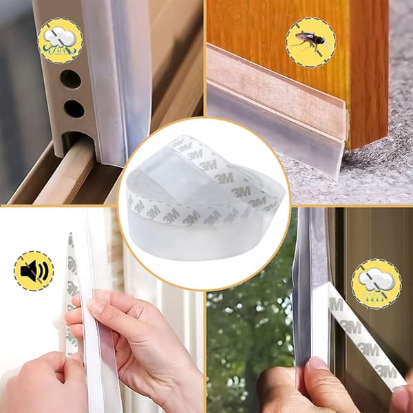 Selvklæbende Dørbund, 5M x 45MM Transparent Blød Silikon Tætning