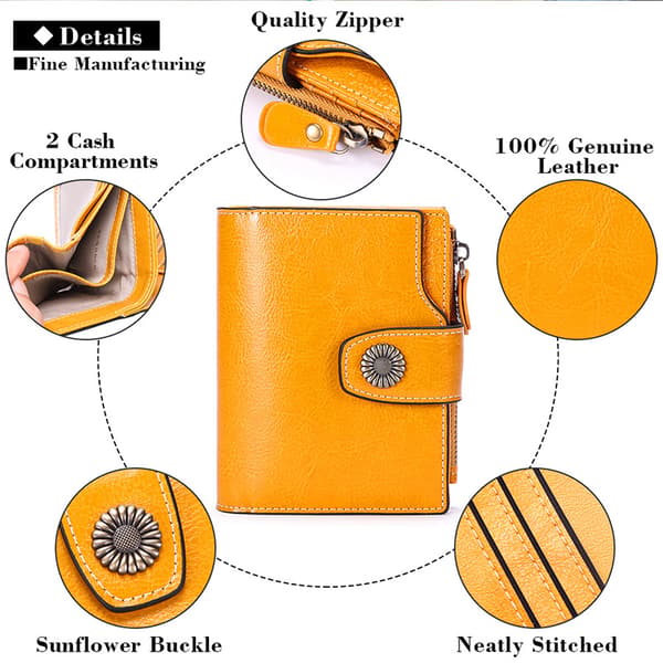 Dam liten plånbok Läder Bi-fold Compact Rfid Bling Small Ladi