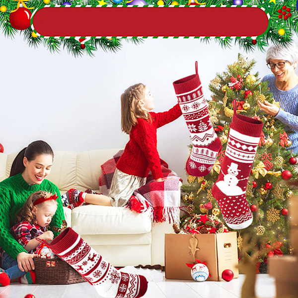 2-pack stickade julstrumpor, för familjehelgens julgran Snowflake + Double Deer