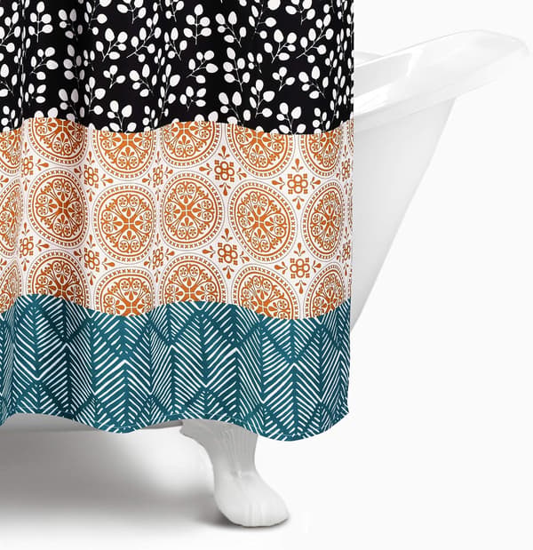 Boho Stribet Bruseforhæng, Frisk Farverigt Design, 35\" x 72\", Turkis