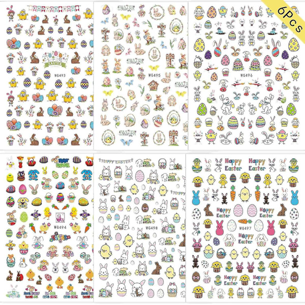 Påsk Nail Art Stickers Dekaler Påsk Nageldekorationer Påskägg Bunny Geometry 3d Slider Sticker