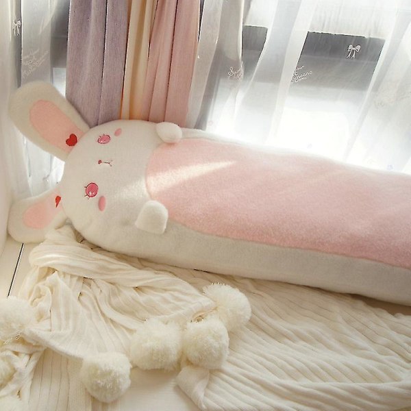 Blød tegneserie blonde Kaninøre Pude Tøjdyr Kaniner Søvnøjne Seng Pude Lolita Stil Pige Soveværelse Pude Indretning 120 open eyes