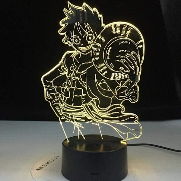 One Piece Luffy 3D Illusion Night Light Lamp Smart Touch, RG