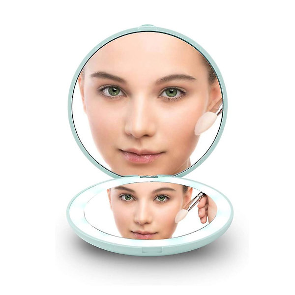 Led Compact Mirror 3x förstoring, mjuka lampor Portable Pocket Mirror
