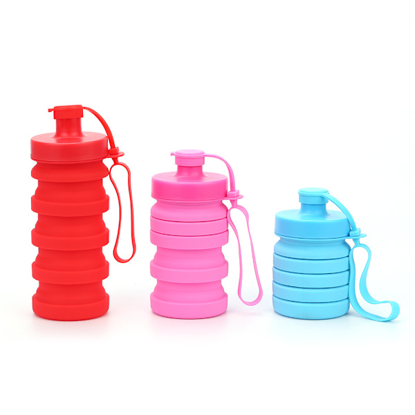 utomhusdrickande silikonkopp, hopfällbar vattenkokare igång Red 500ML