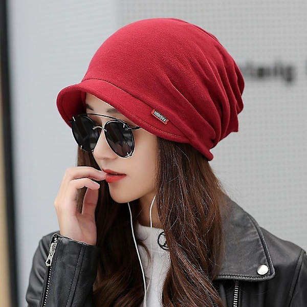 4 färger Dammode Scarf&hatt med dubbla ändamål Scarfmössa Ny enfärgad Hålla varm Peak Cap Casual Tide Höst Vinter Åkerfräken Kepsar Varma och tjocka Red