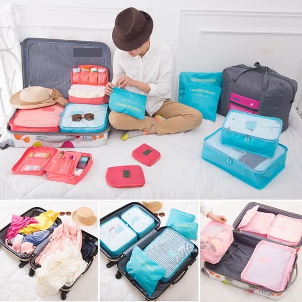 6-pack resväska Organizer Reseplaggpåsar (burgunder) burgundy