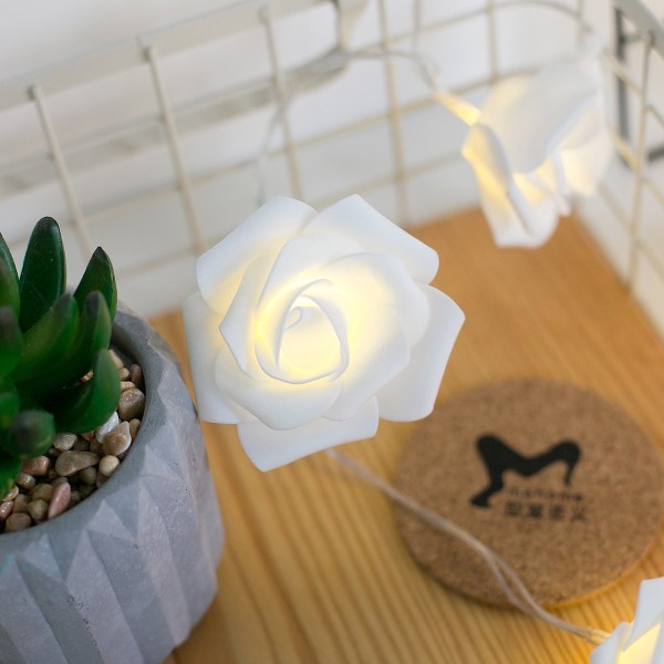3m 20 LED batteridrivna Fairy Lights Vita Rosor Rosor 5cm