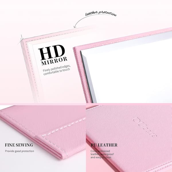 Bærbar foldbar makeupspejl med stativ, pink