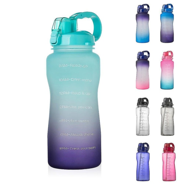 Gallon sportvattenflaska 3,8/2l stor kapacitet Tritan Bpa Free Outdoor Motivational With Time Marker Bärbara fitness purple and red 2L