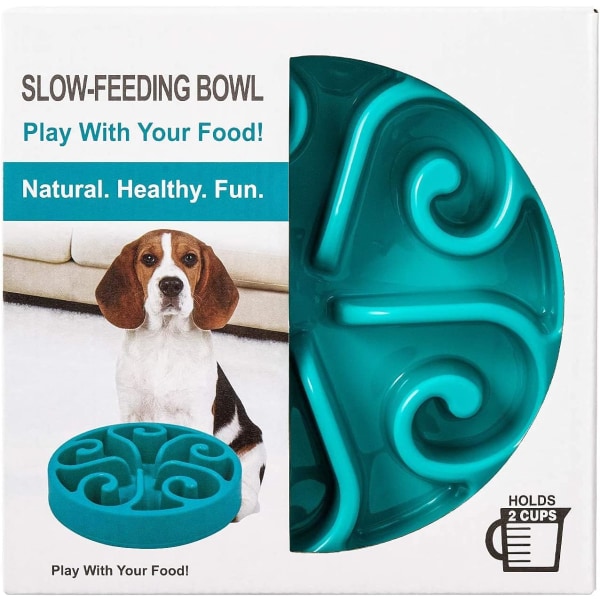 Slow Feed Dog Bowl, Stor 1600ml Pet Slow Feeder Fack, Maze Inter