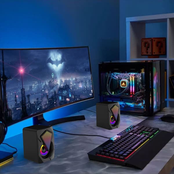 Høyttaler RGB-belysning AUX-kontakt USB-strømforsyning