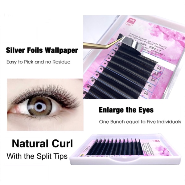 Y-formede løse øjenvipper Bløde Lyse Fluffy Wispy Øjenvipper Cosplay Makeup Værktøjer 8-12 mix warpage dd 0.07