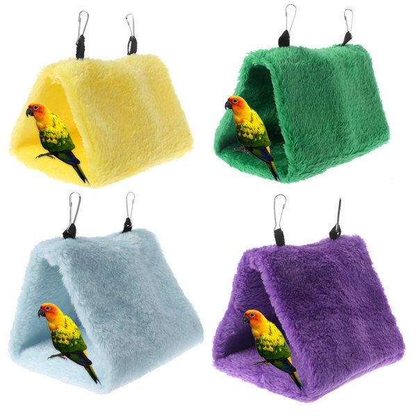 Varmt fuglehus Vinterseng Hus Snuggle Hut Hængekøje Bur Telt Plys gemmested til små papegøjer Cockatiels Yellow M