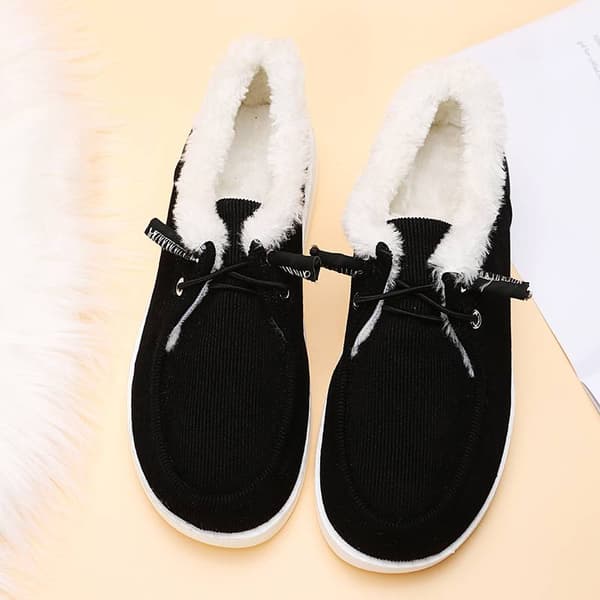 Damer ensfarvede flade Casual Sko Snøring Vinter Hold dig varm Black 37