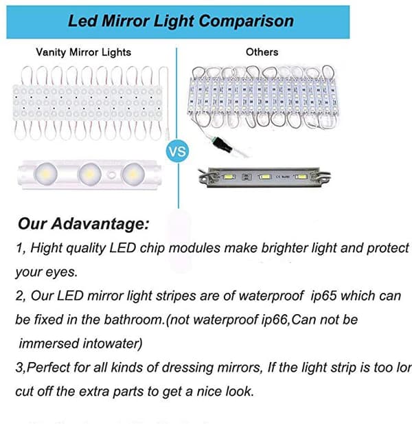 LED sminkespeillampe, 20 grupper, 3m, eksklusive speil