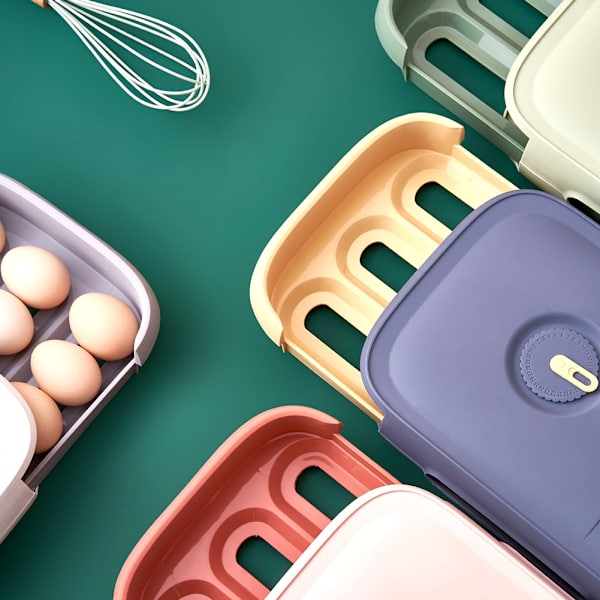 Egglagerbeholder Husholdningsfarget flerlags egg fersk oppbevaringsboks for kjøleskap White