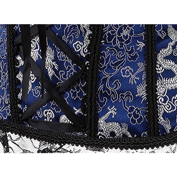 Korsetter för kvinnor Overbust Bustier Top Gothic Sexy Shoulder 8108blue 2XL