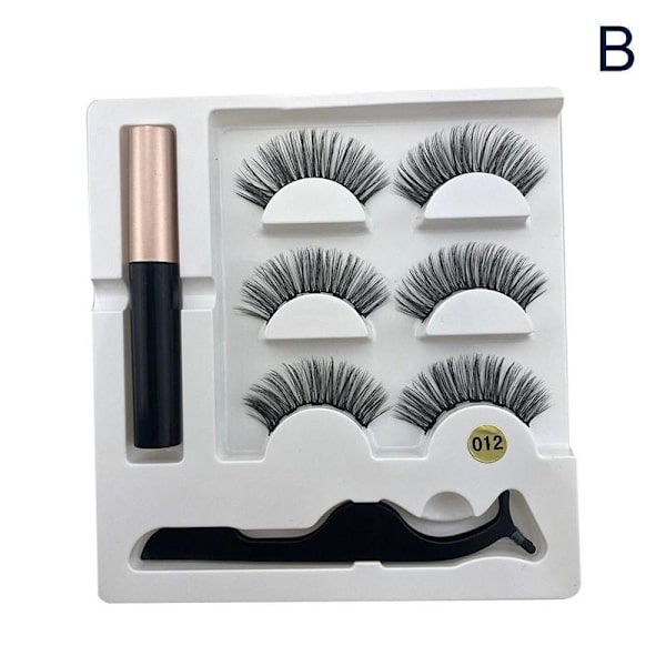 3D Faux mink Magnetic Eyelashes Magnetic Set (Eyeliner & Magneti blackB 12