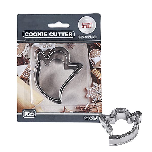 3 stk rustfritt stål Halloween Ghost Cookie Cutters kakefondantform