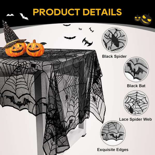 Halloween duk, edderkoppnett duker svart duk blonde