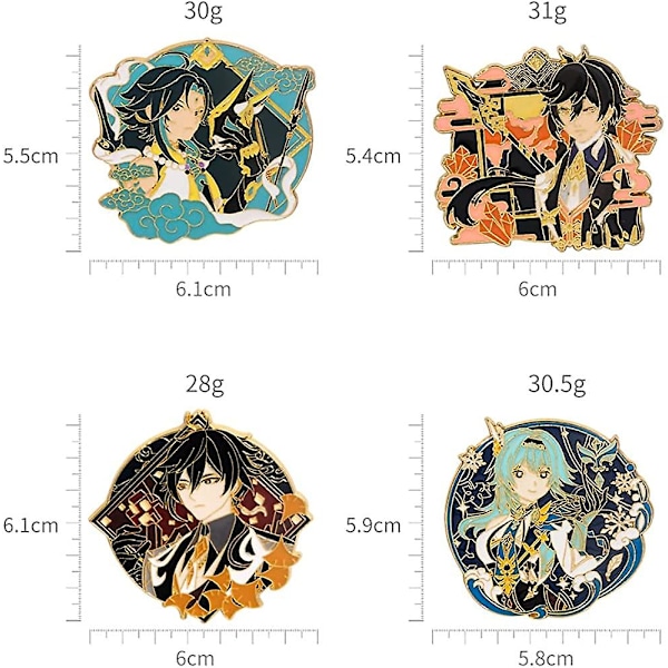 Genshin Impact Hutao Brosch Pin - Hutao Characters Cosplay Emalj Brosch Lapel Pin - Present för fans, kvinnor och tjejer Zhongli -