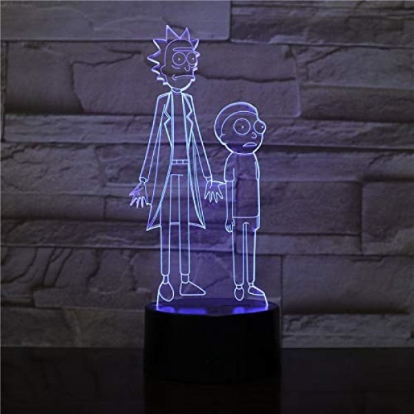 3D Led nattljuslampa Tecknad Rick et Morty Färgrik natt