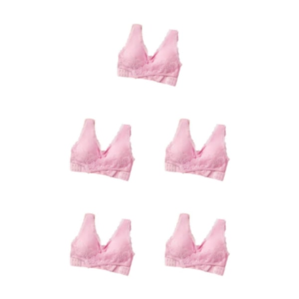 1/2/3/5 polyester mjuk och andas bralette för kvinnor - Pink M,1 5PCS