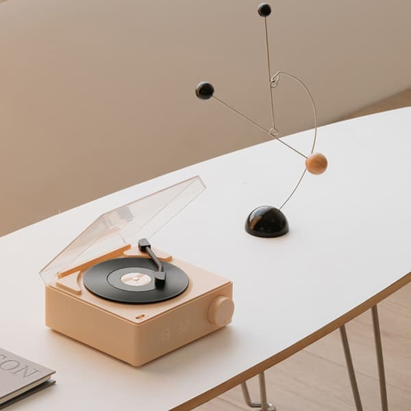 (Vit) Retro Vinyl Skivspelare Stil Bluetooth Högtalare Gramoph