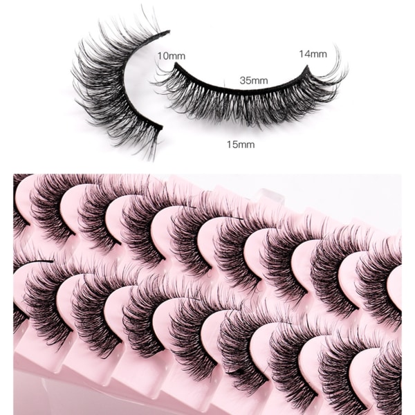 10 Par Mink Ögonfransar 3D Mink Fransar Tjocka Handgjorda Helremsa Fransar Grymhetsfria Mink Fransar Lösögonfransar Makeup C