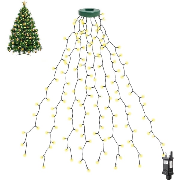 2m * 8 rader julgransljus med ring, 280 lysdioder Fairy Twinkle Lights för 6 - 8 fot Xmas Tree