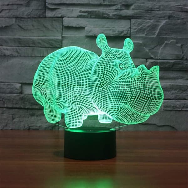 3D Optisk Illusion Flodhest Sensor Natlampe med Smart Touch