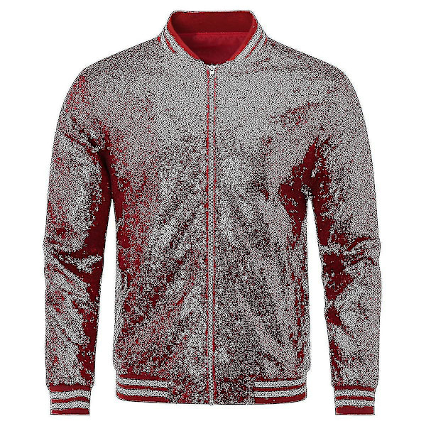 Paljetter För män Casual Jacket Party Bomber Dragkedja M