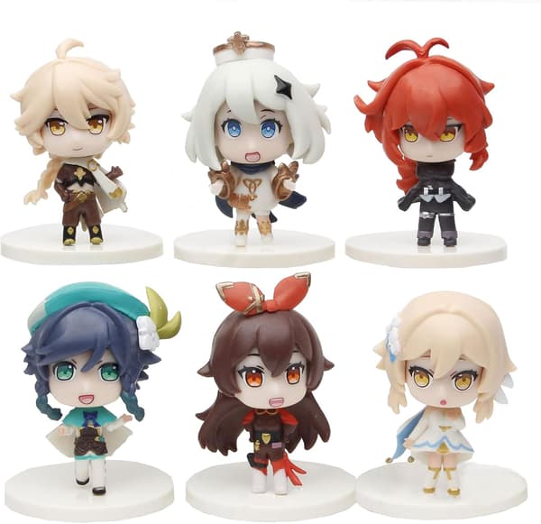 Genshin Impact Figursett med 6 stk Q-versjon Anime Action