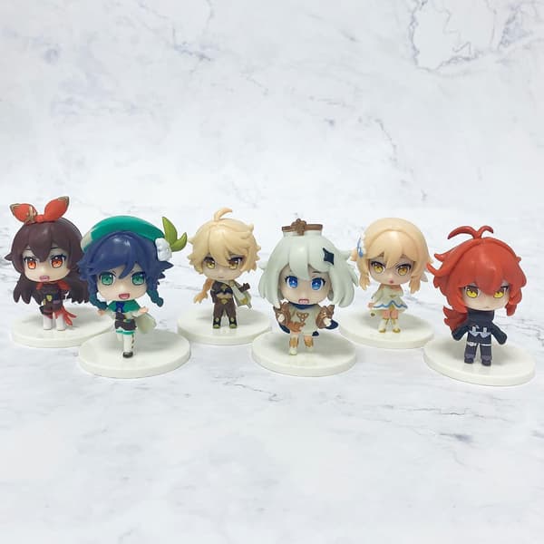 Genshin Impact Figur Set med 6PCS Q Version Anime Action